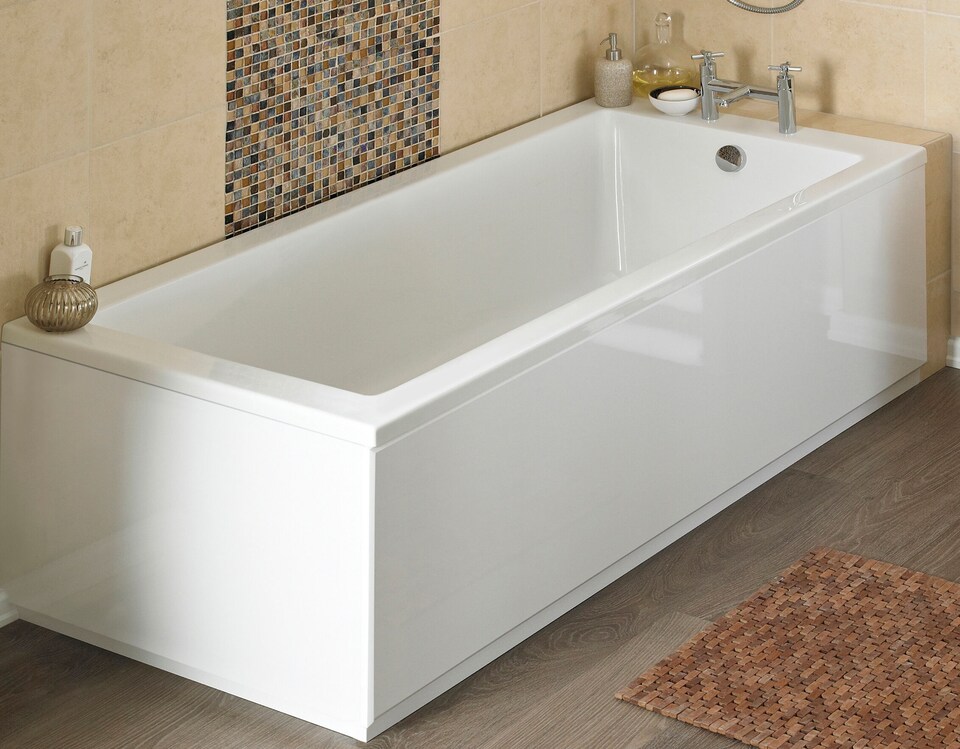 image 1 of Balterley Waterproof Straight Shower Bath End Panel | White | White | 1