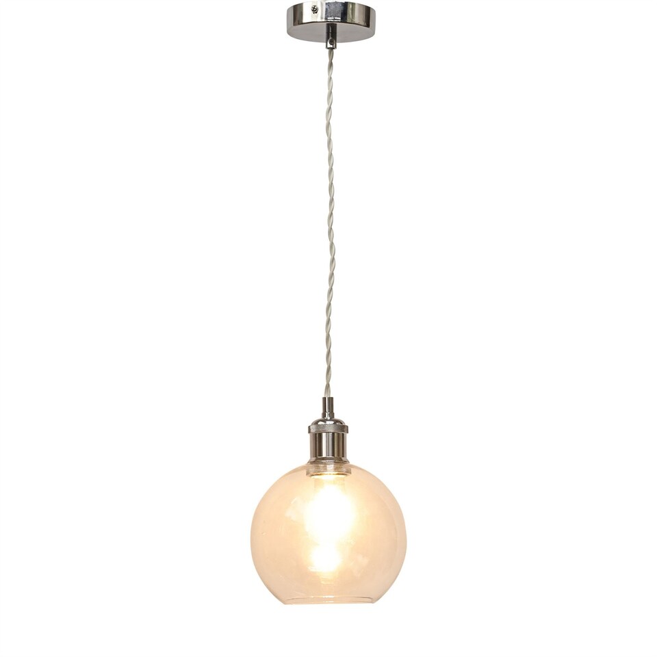 image 1 of Set of 2 Barnum - Clear Glass Globe Chrome Retro Pendant Fittings