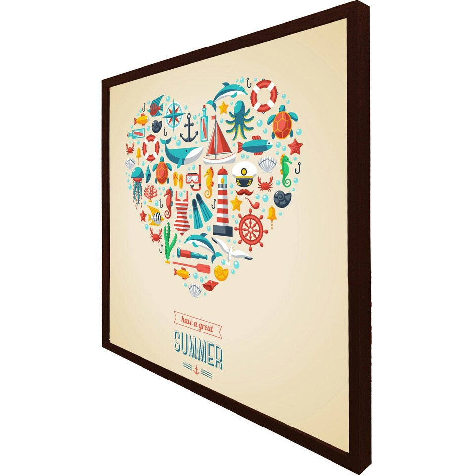 image 1 of Love heart of sealife & nautical items (Picutre Frame) Brown | Oak | M