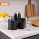 image 5 of GEEZY Salt And Pepper Shakers Glass Condiment Pots Grey Set Of Two