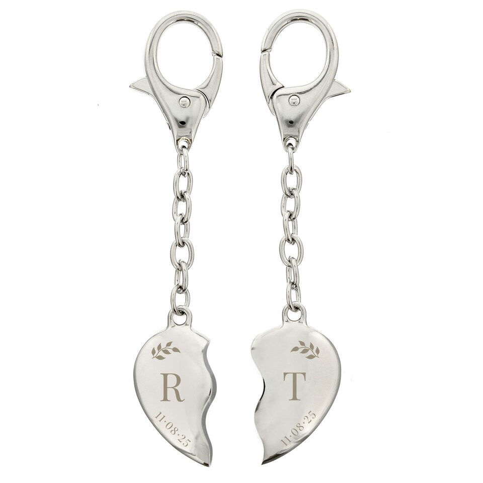image 1 of Personalised Two Hearts Keyring