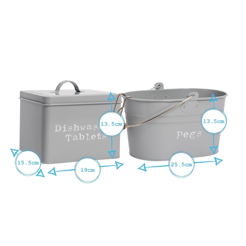 image 1 of Harbour Housewares 4 Piece Vintage Metal Utility Canisters Set - Grey | Grey | Grey | 4