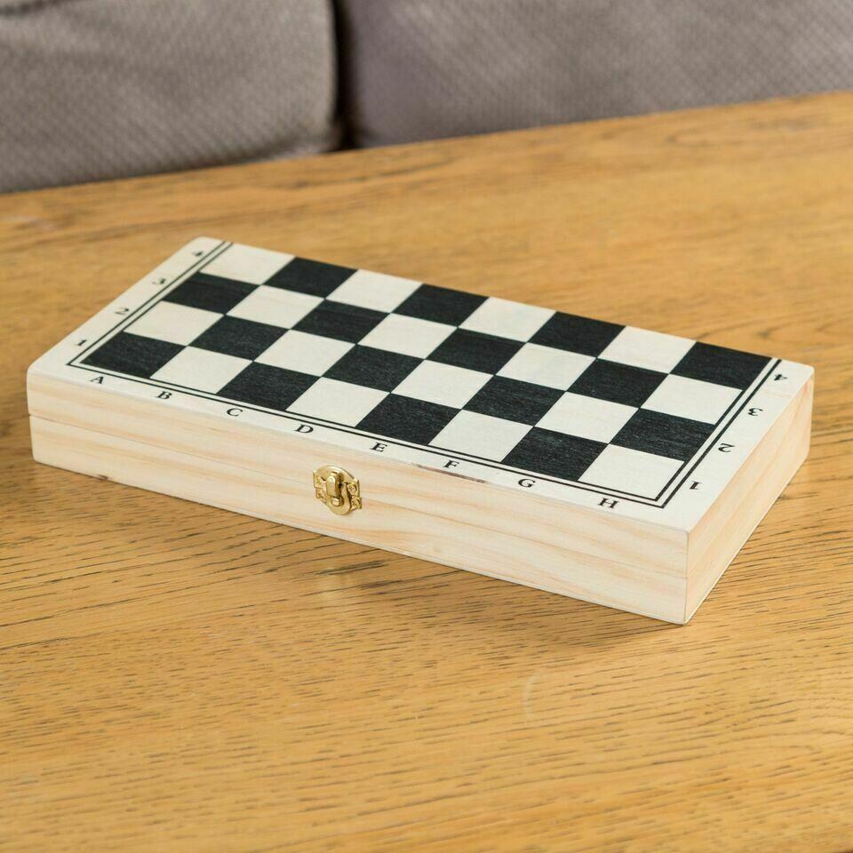 image 1 of The Magic Toy Shop 3-in-1 Chess Draughts Backgammon Compendium Wooden Board Game Set