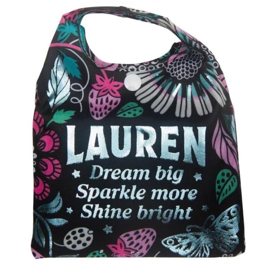 image 1 of History & Heraldry Personalised Sparkle Reusable Foldable Shopper Bag - Lauren Multi