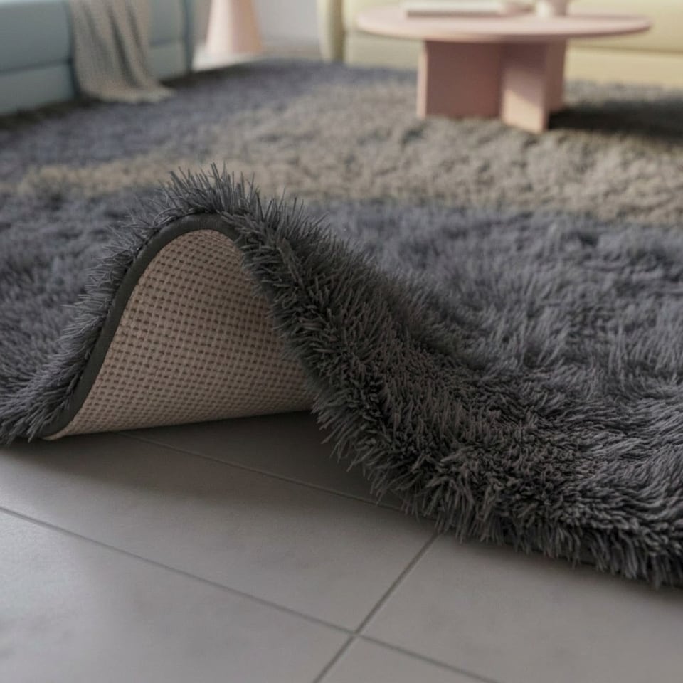 image 1 of Shaggy Fluffy Rug Ultra Soft Plush Modern Floor Rug Non Slip Reverse | Grey | 160 x 230cm