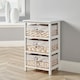 image 1 of Wooden Storage Unit 3 Drawer Wicker Basket Chest Organiser White Fully Assembled