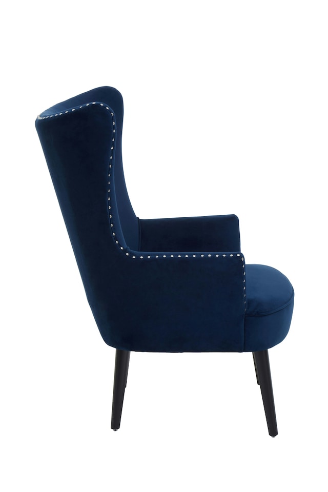 image 1 of Interiors by Premier Blue Wingback Lounge Arm Chair, High Back Fabric Living Room Chair, Mid Century Arm Chair with Fabric | Blue