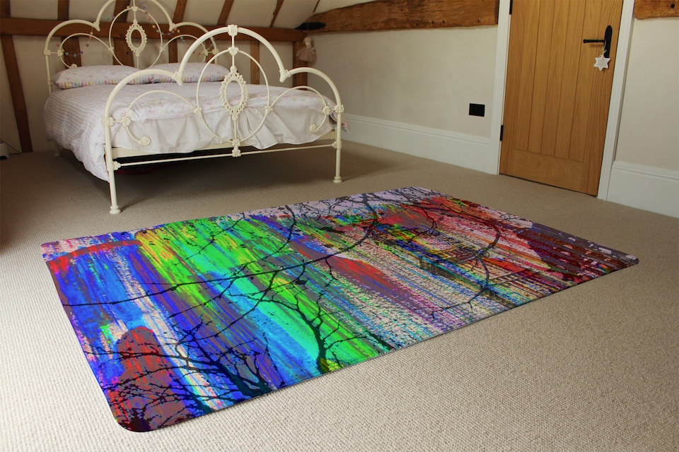 image 1 of Big Ben And Trees Painted  Rug | Multi
