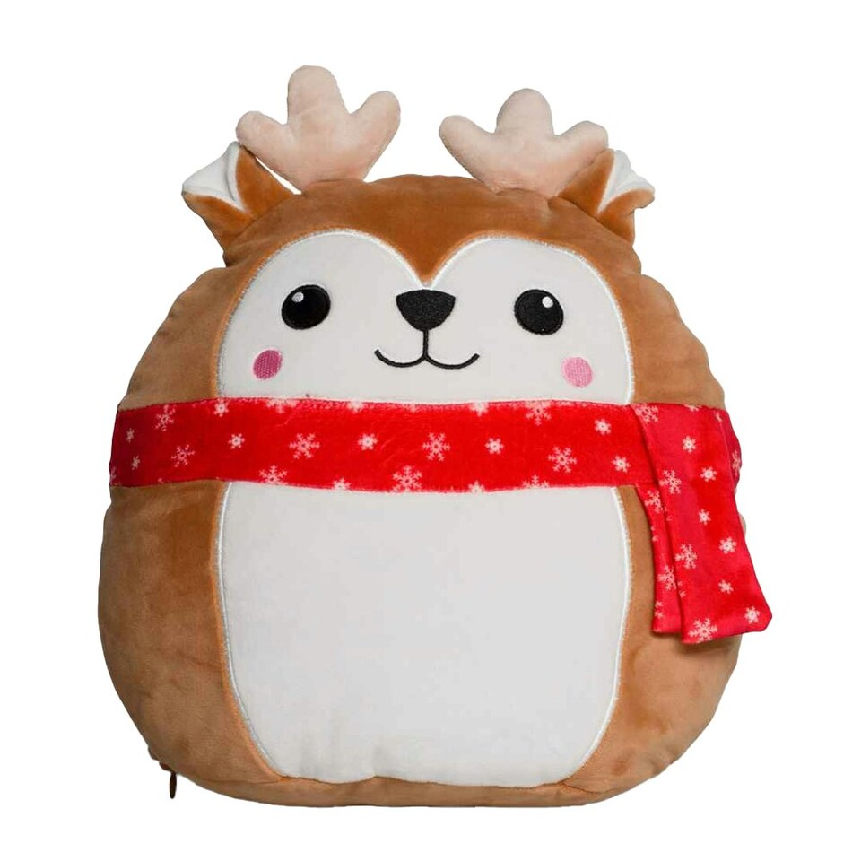 image 1 of Mumbles Squidgy Deer Christmas Plush Toy - Mid Brown - One Size