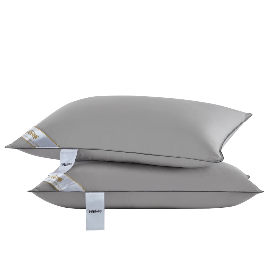 image 1 of Ezysleep Grey Shredded Supersoft Goose Feather and Down Pillows Easy Care Cover | Grey