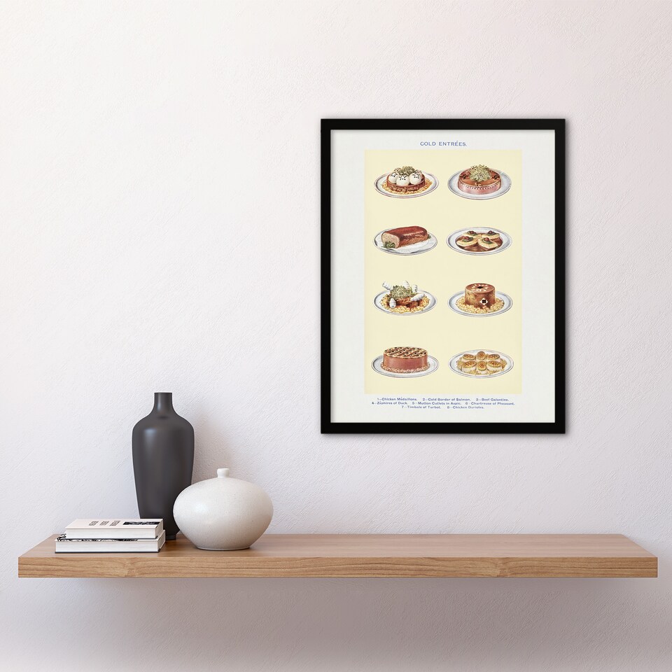 image 1 of Cold Entree Dishes Kitchen Decor Mrs Beeton Framed Wall Art Print 12X16"