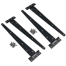 18in / 450mm Heavy Duty T Tee Hinges For Shed + Garden Gates Black Finish 4pc