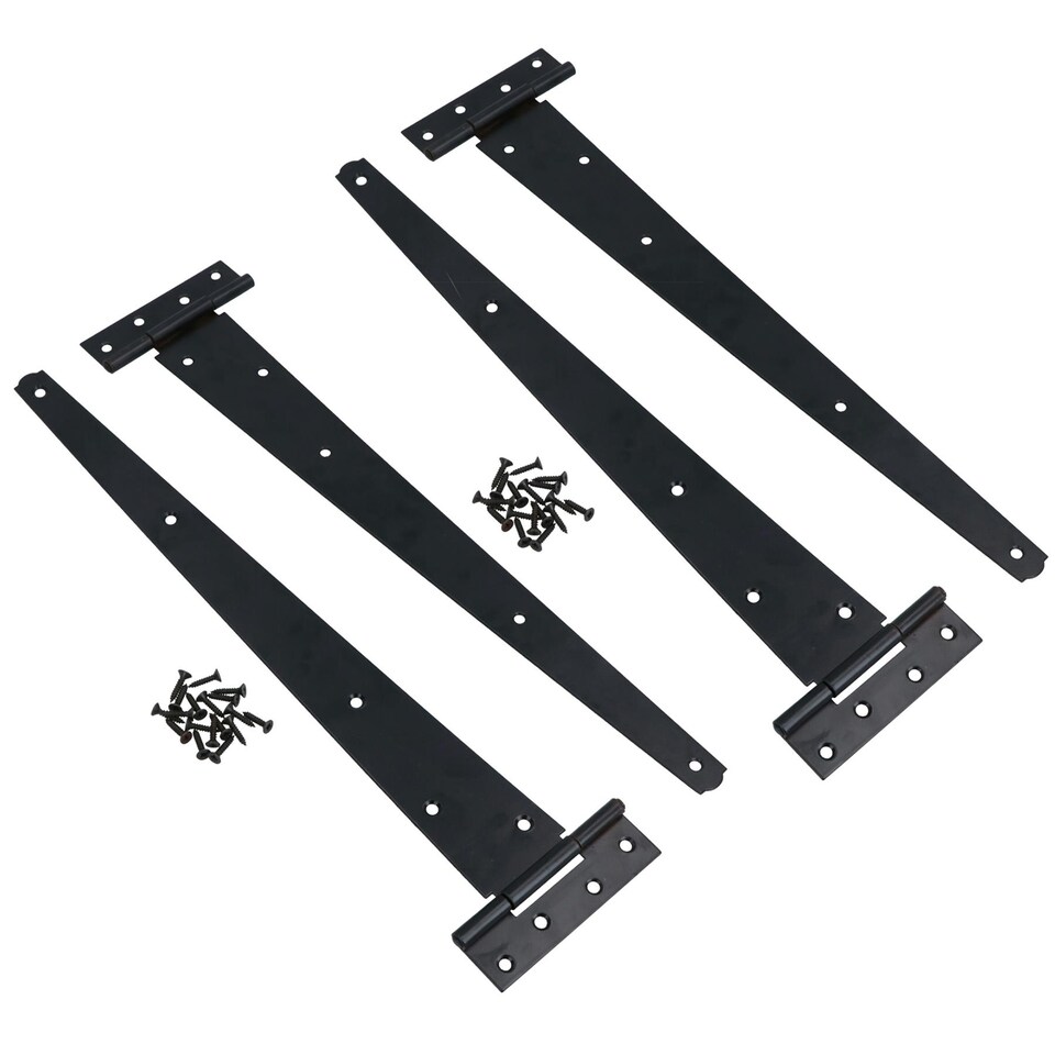 image 1 of 18in / 450mm Heavy Duty T Tee Hinges For Shed + Garden Gates Black Finish 4pc