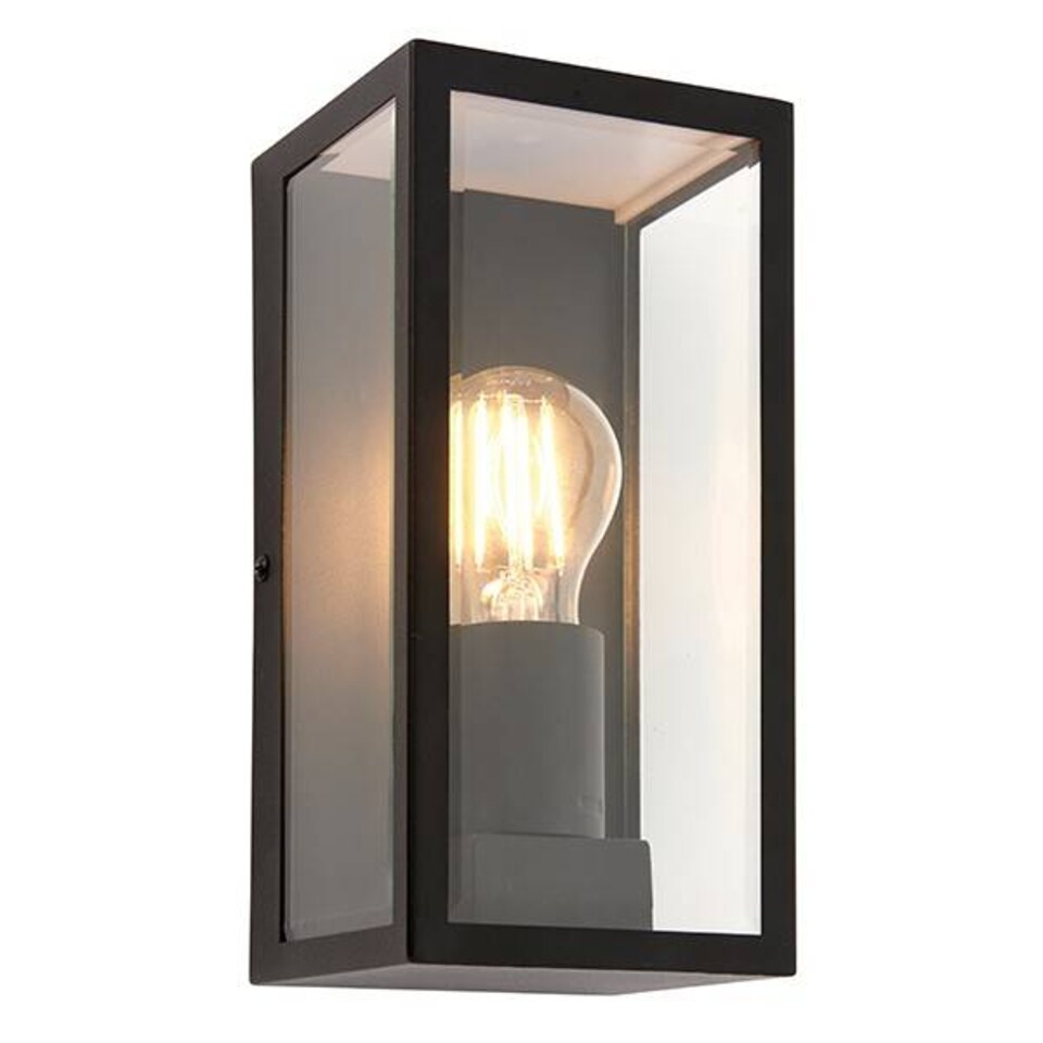 image 1 of Breton 1 Light Outdoor Wall Lantern Matt Black, Glass IP44, E27
