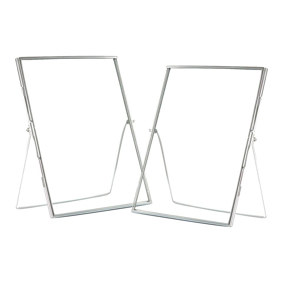 image 1 of Nicola Spring Standing Metal Photo Frames - 8" x 10" - Silver - Pack of 2 | Silver | Silver | One Size