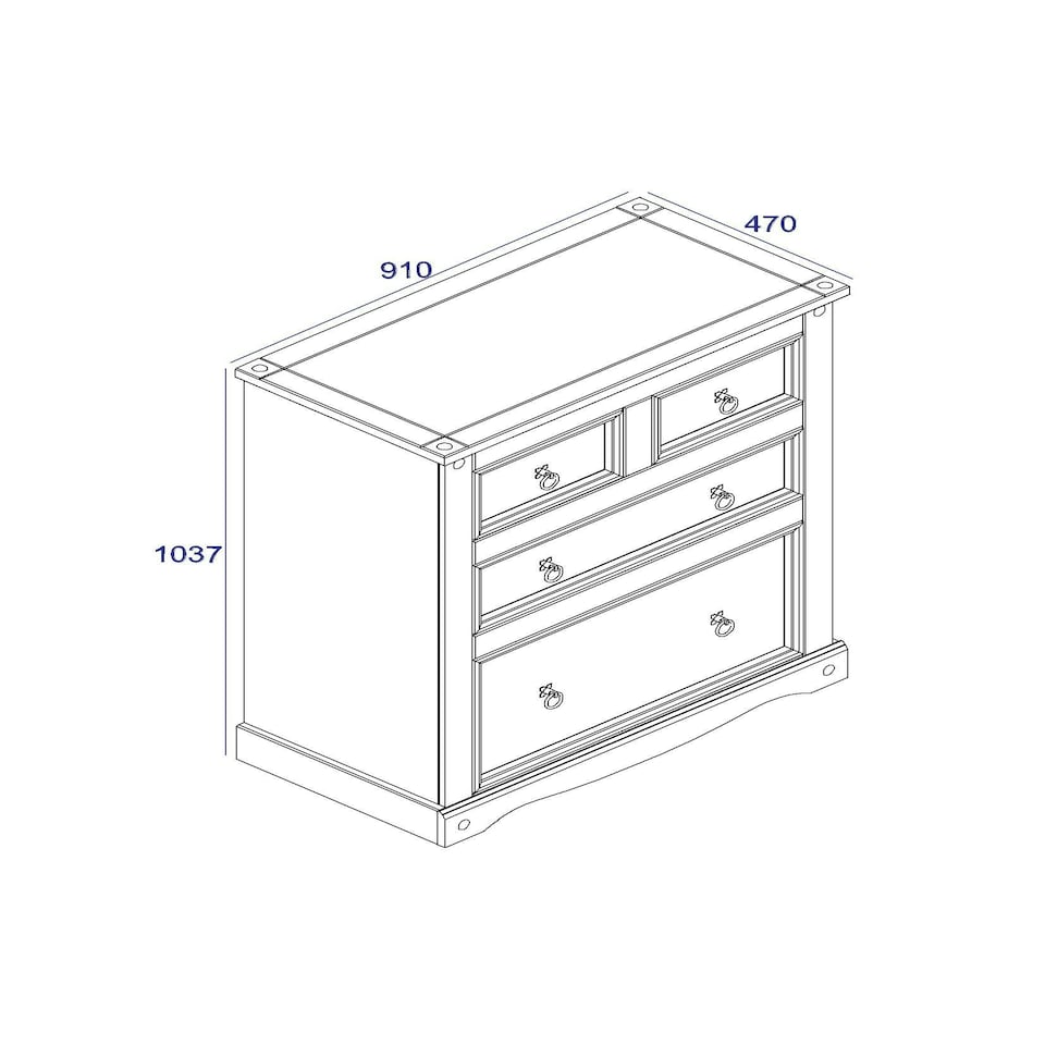 image 1 of Core Products Corona White, 2+2 Drawer Chest H103.8cm x W91cm x D47cm White