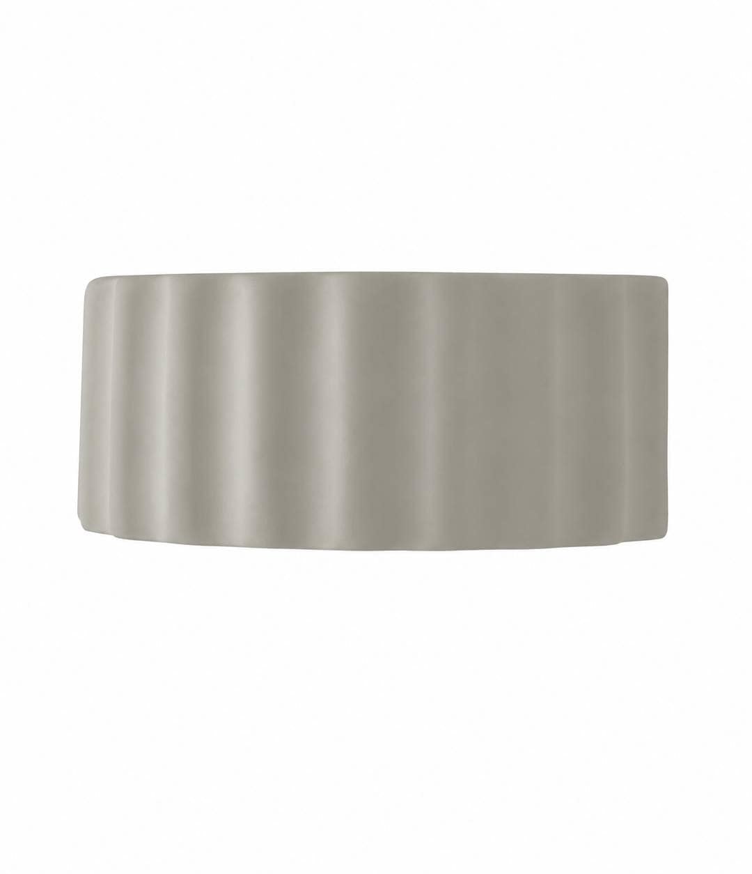 ValueLights Pablo Curved Ribbed Ceramic Flush Wall Sconce Light in Light Grey