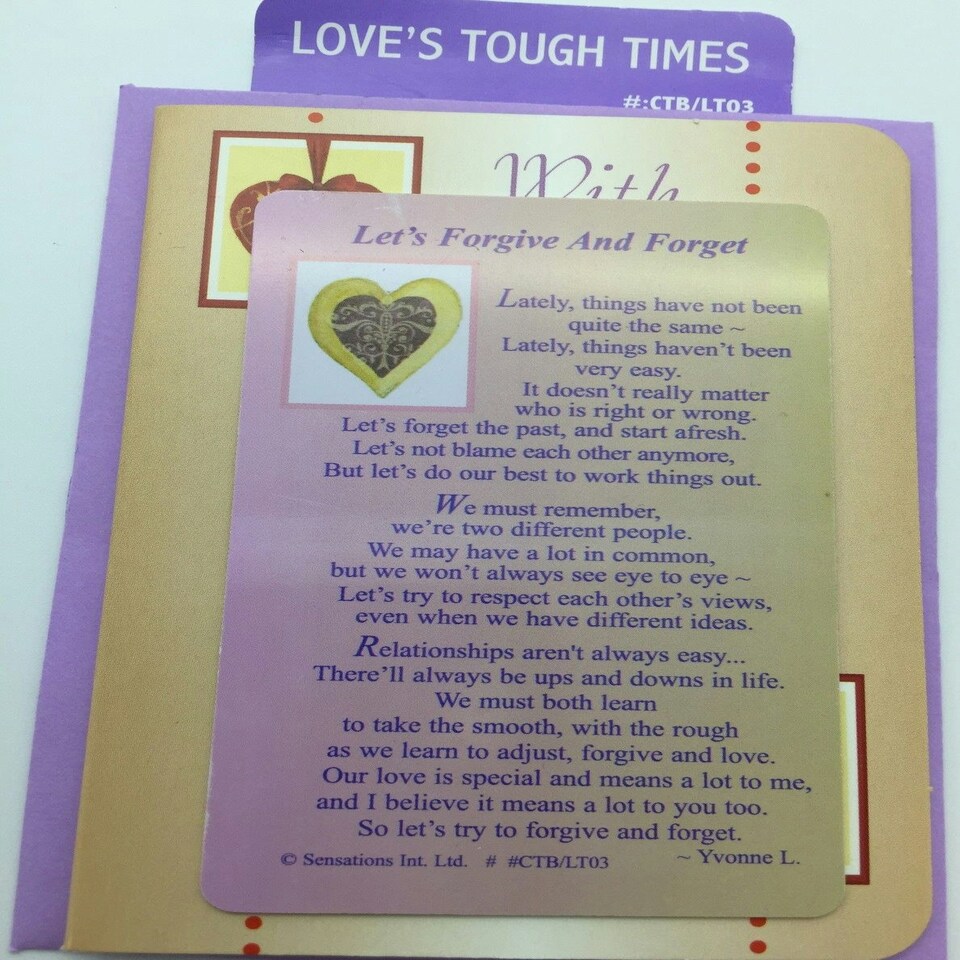 image 1 of let's Forgive and Forget Sentimental Keepsake Wallet / Purse Card Love's Tough Times