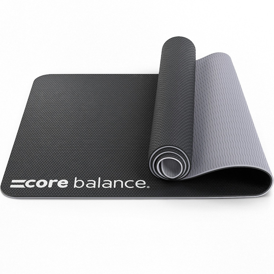 image 1 of TPE Yoga Mat with Strap (6mm Thick) - Jet Black