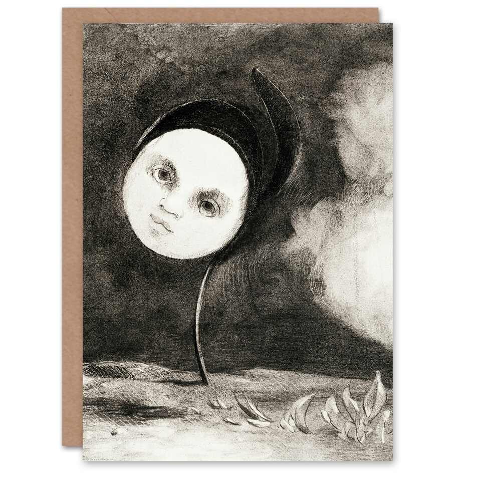 image 1 of Odilon Redon Art Card Strange Flower with a Face