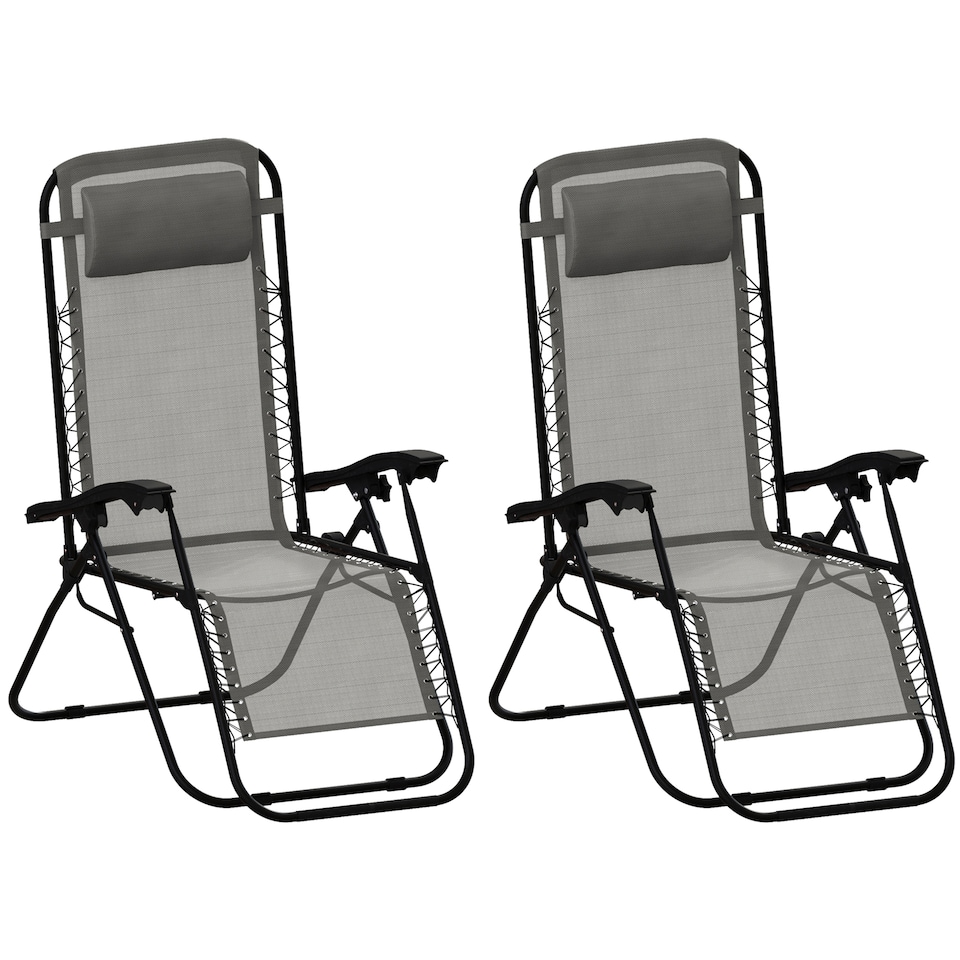 image 1 of Garden Vida Set of 2 Zero Gravity Chairs - Grey