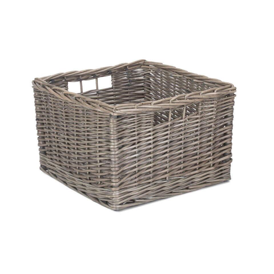 image 1 of Square Antique Wash Unlined Storage Basket Brown | Brown | M