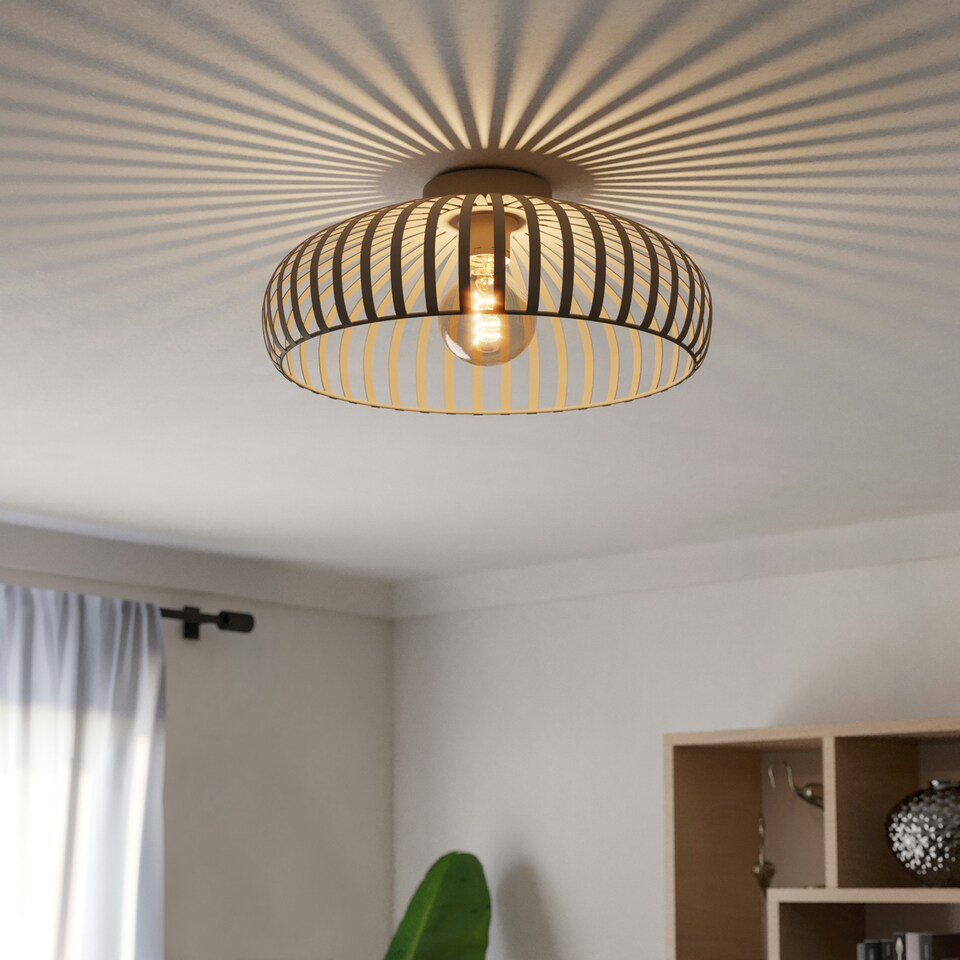 image 1 of EGLO Mogano 3 Sandy Steel Minimalist, Caged Style Ceiling Light