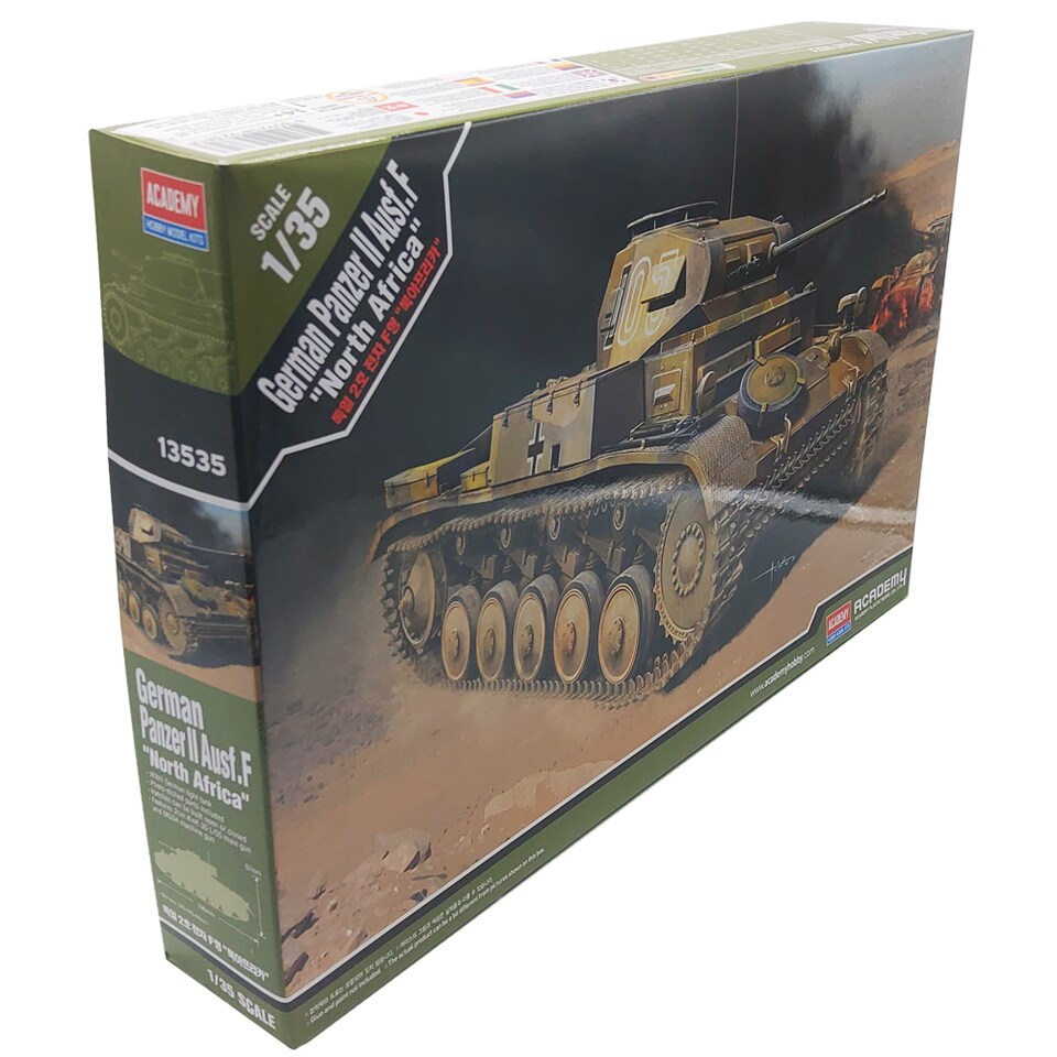 image 1 of Academy German Panzer II Ausf.F North Africa Tank Model Kit Scale 1-35