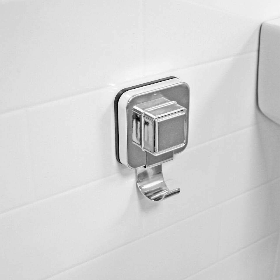 Showerdrape Robe Showerdrape Pushloc Chrome Steel Suction Wall Mounted Robe Hook with ...