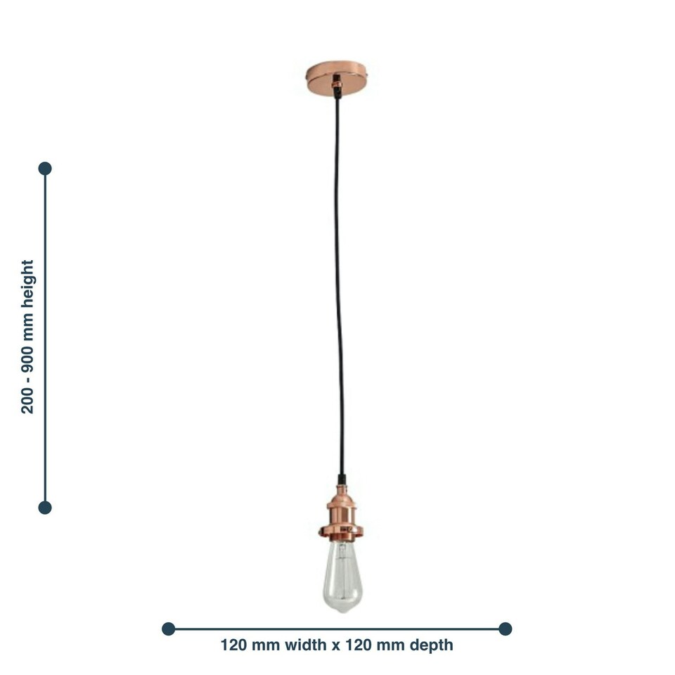 image 1 of First Choice Lighting Flex Suspension Polished Copper Pendant Kit with Black Fabric Cable Copper