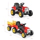 image 2 of COSTWAY 12V Kids Ride On Tractor with Trailer Music Red
