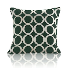 Geometric O Chenille 45cm x 45cm Green Cushion Set of 4 | Green | Cream | 45cm x 45cm x 10cm | 4