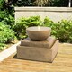 image 2 of Teamson Home Garden Outdoor Water Feature, Large Square Water Fountain, 2 Tier Basin Design, With LED Lights - Light Brown