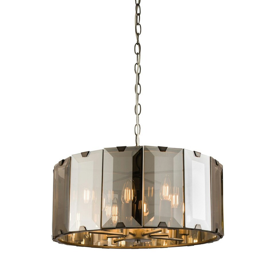 image 1 of Clooney 8 Light Ceiling Pendant Slate Grey Gloss Paint, Smoke Cut Glass, E14