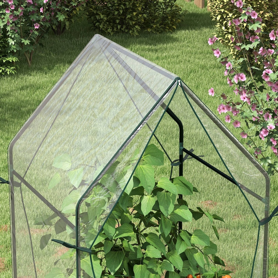 image 1 of Outsunny Tomato Greenhouse with 2 Zipped Doors, Outdoor Green House, Clear