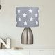 image 3 of First Choice Lighting Valentina Brushed Chrome Touch Lamp with Dark Grey & White Stars Shade Silver | Grey