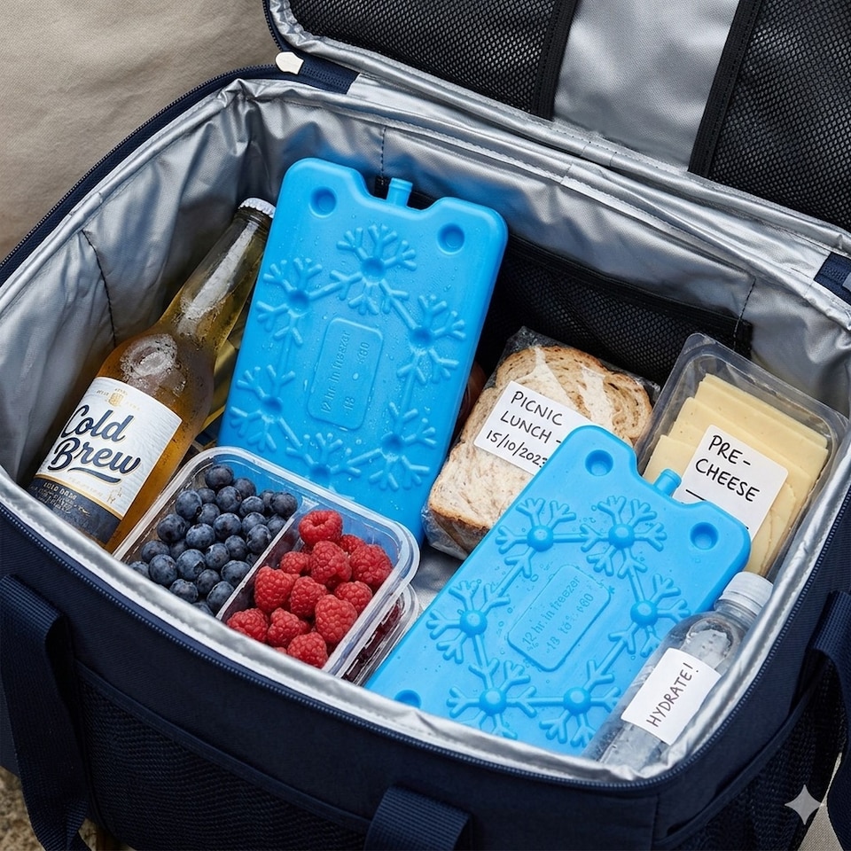 image 1 of 2x Large Slim Ice Block Freezer Board 400ml Reusable Ice Pack 250x140mm