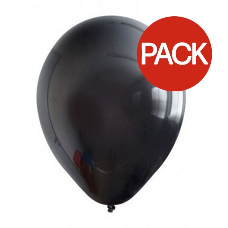 Kalisan Latex Plain Balloons (Pack of 25) - Black - One Size