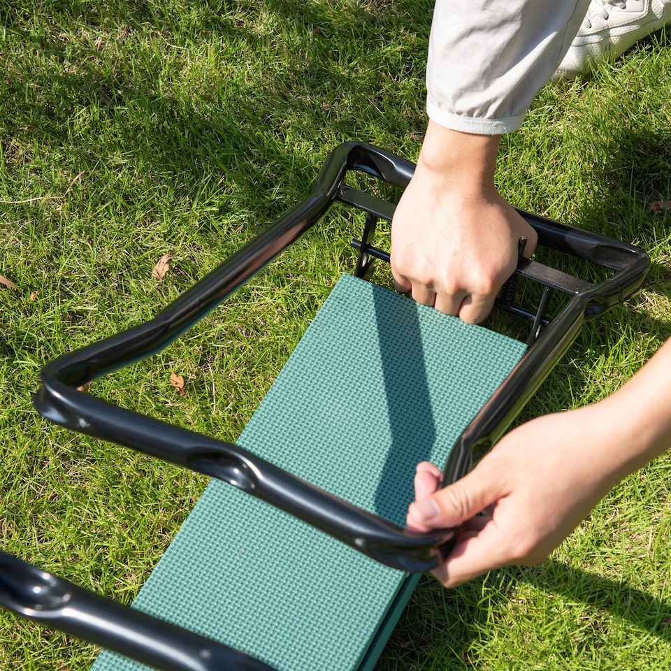 image 1 of Outsunny 2 In1 Folding Garden Kneeler Foam Chair Pad Support Bench, Green
