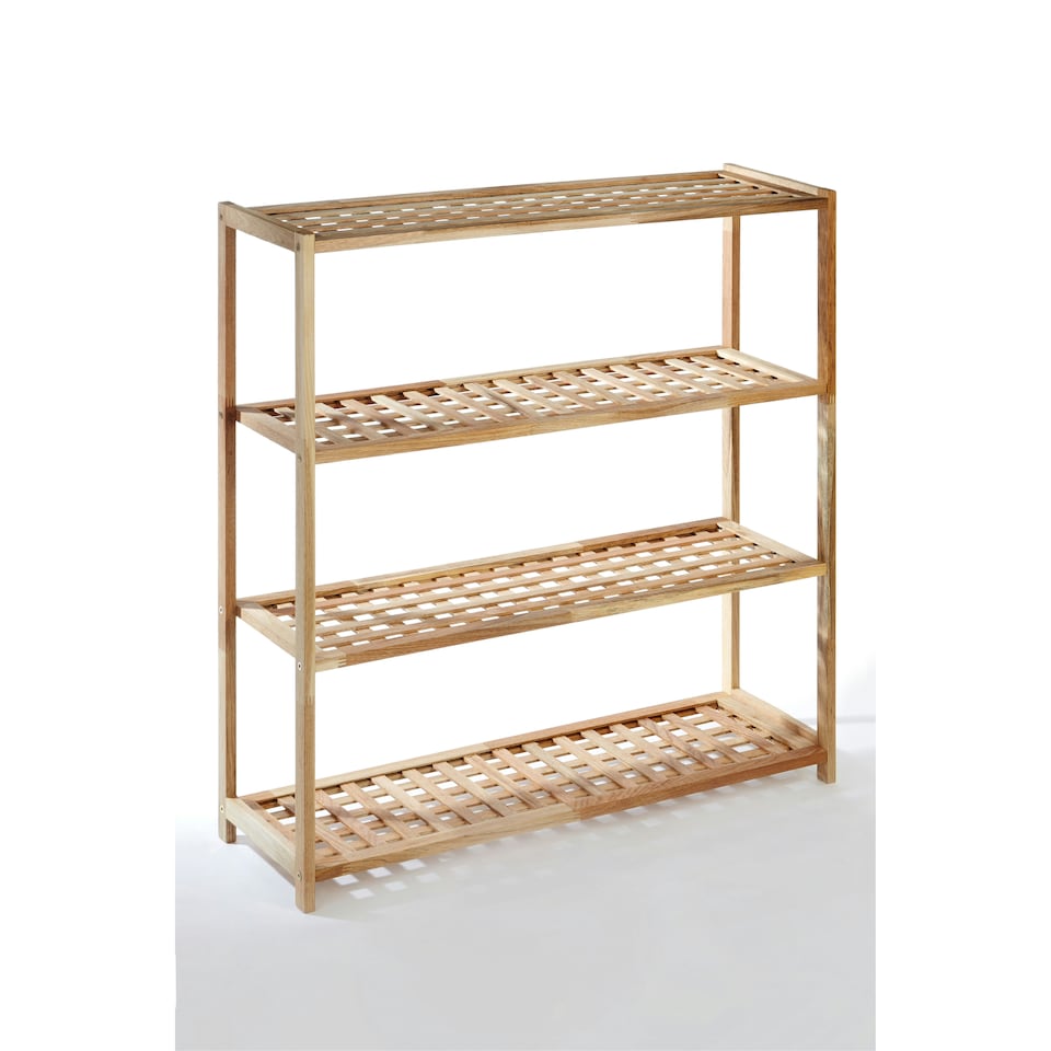 image 1 of Parker Walnut Wood Bathe Four Tier Shoe Rack | Cream