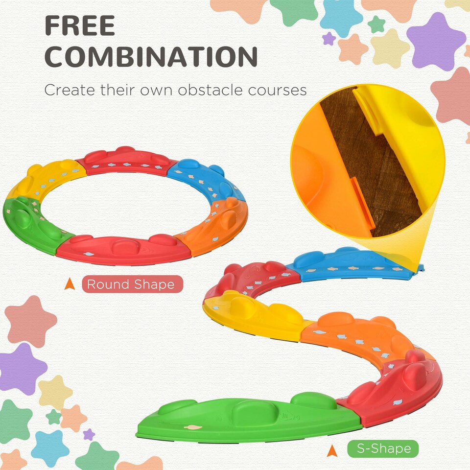image 1 of ZONEKIZ Kids Balance Beam, 6 Pieces Stepping Stones, for Obstacle Course