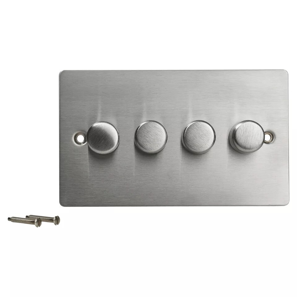 image 1 of Volex Crabtree 4-Gang Dimmer Light Switch - Flush Style