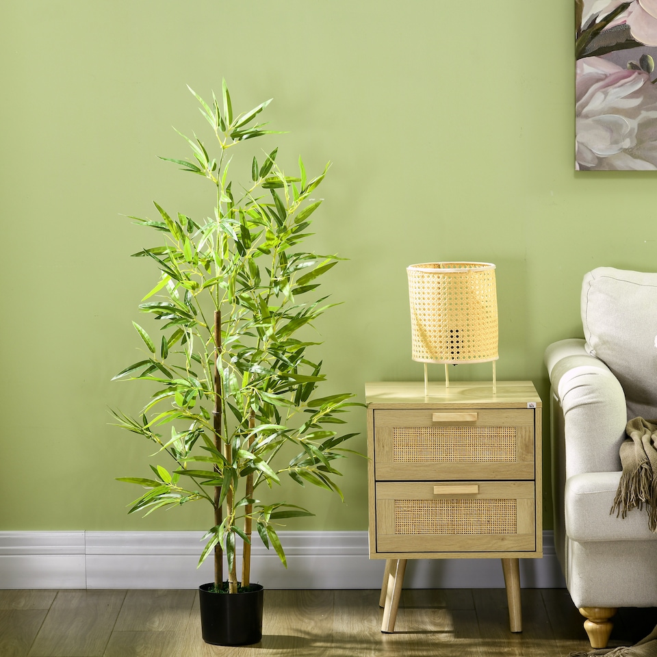 image 1 of HOMCOM Decorative Artificial Plants Bamboo in Pot Fake Plants for Home Indoor Decor,120 cm