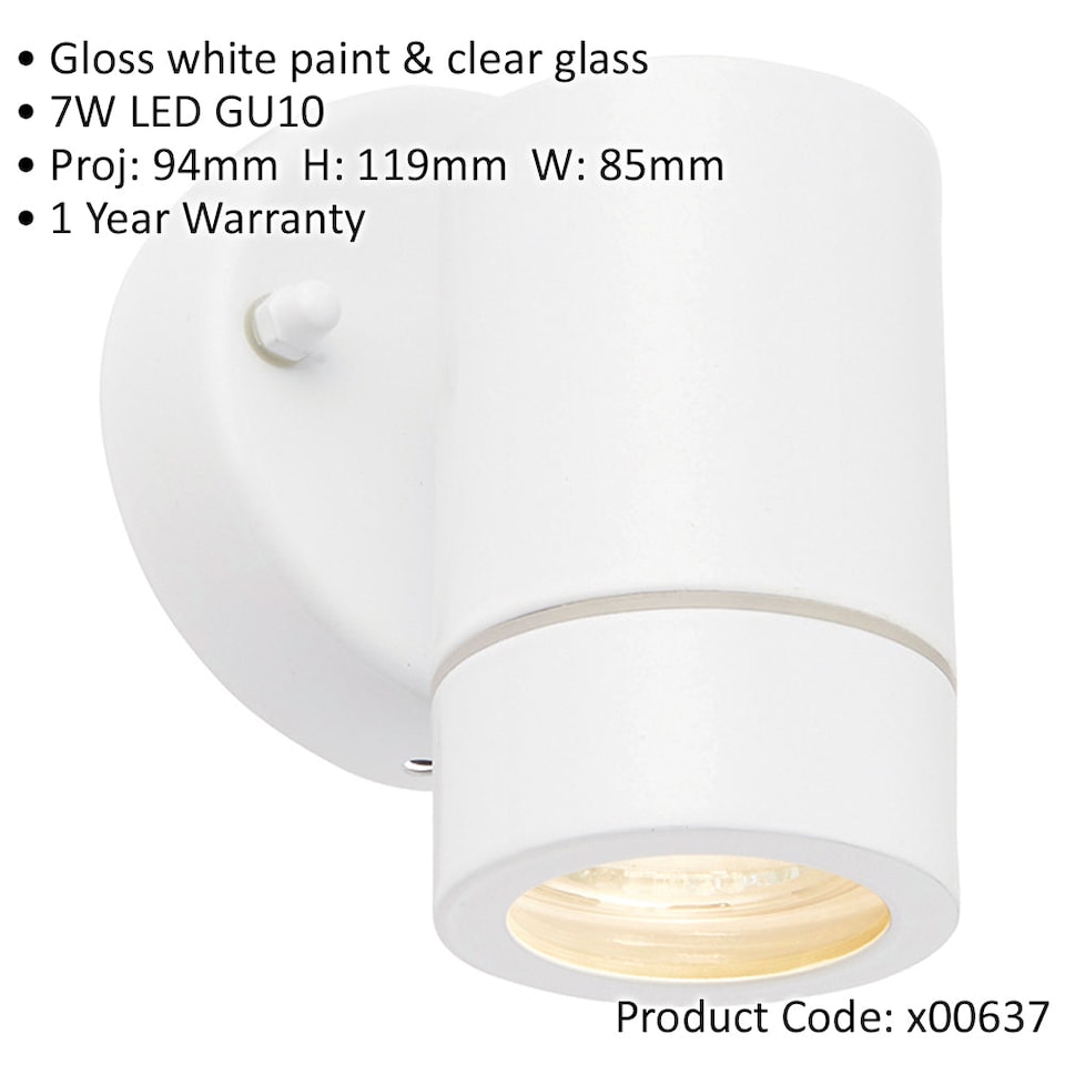 image 1 of 2 PACK Dimmable Outdoor IP44 Downlight - 7W GU10 LED - Gloss White & Glass