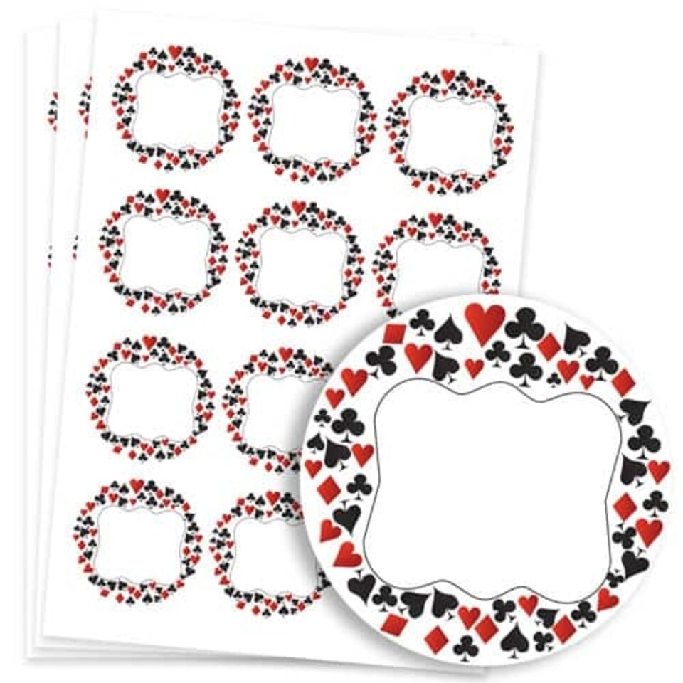 image 1 of Casino Design 60mm Round Sticker sheet of 12