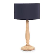ValueLights Victoria Light Wood Table Lamp Navy Shade and Bulb