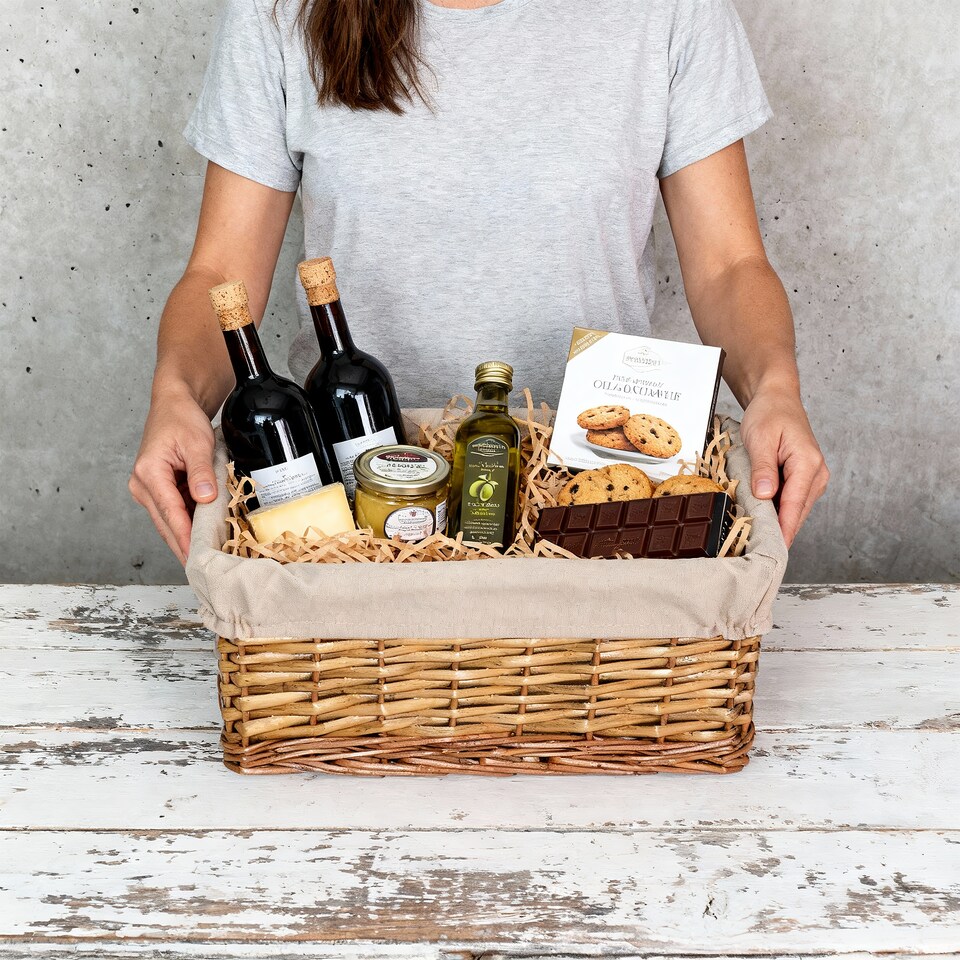 image 1 of Wickerfield Rectangular Wicker Storage Basket with Fabric Lining for Home Storage, Shelves & Gift Hampers
