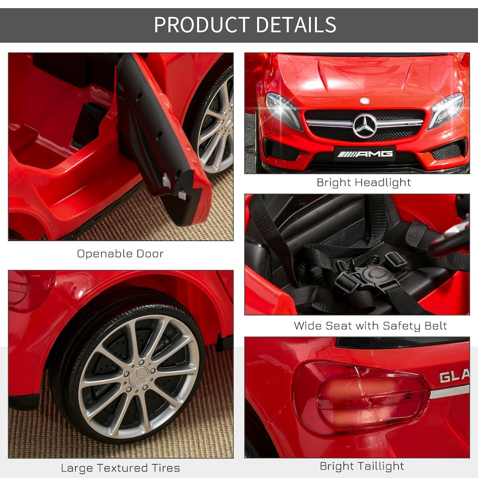 image 1 of HOMCOM 6V Licensed Mercedes Benz Kids Ride On Car W/ Remote Light Music Red