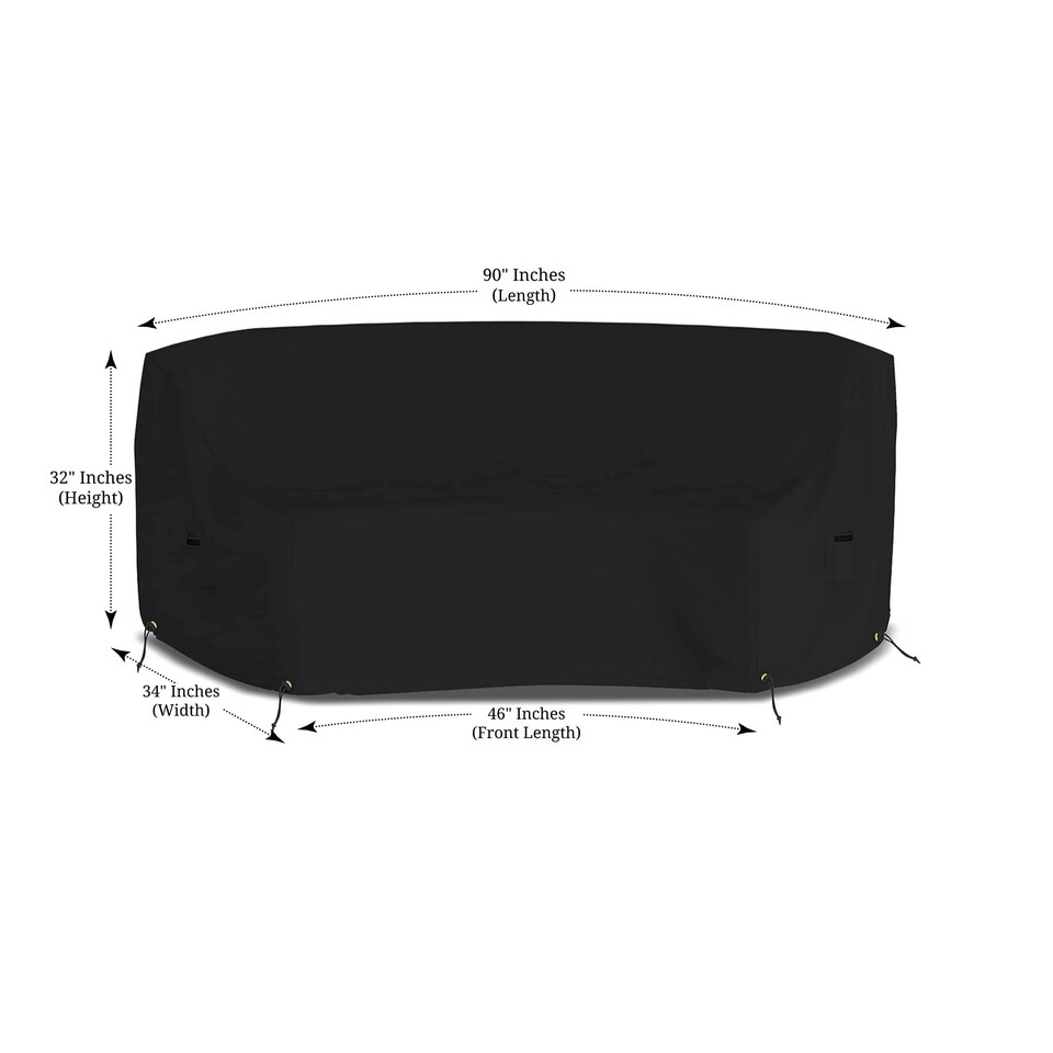 image 1 of Covers&All Curved Outdoor Couch Cover, 1000D Waterproof, UV-Resistant Patio Furniture Cover, 90 in L x 34 in W x 32 in H x 46 in FL, Black