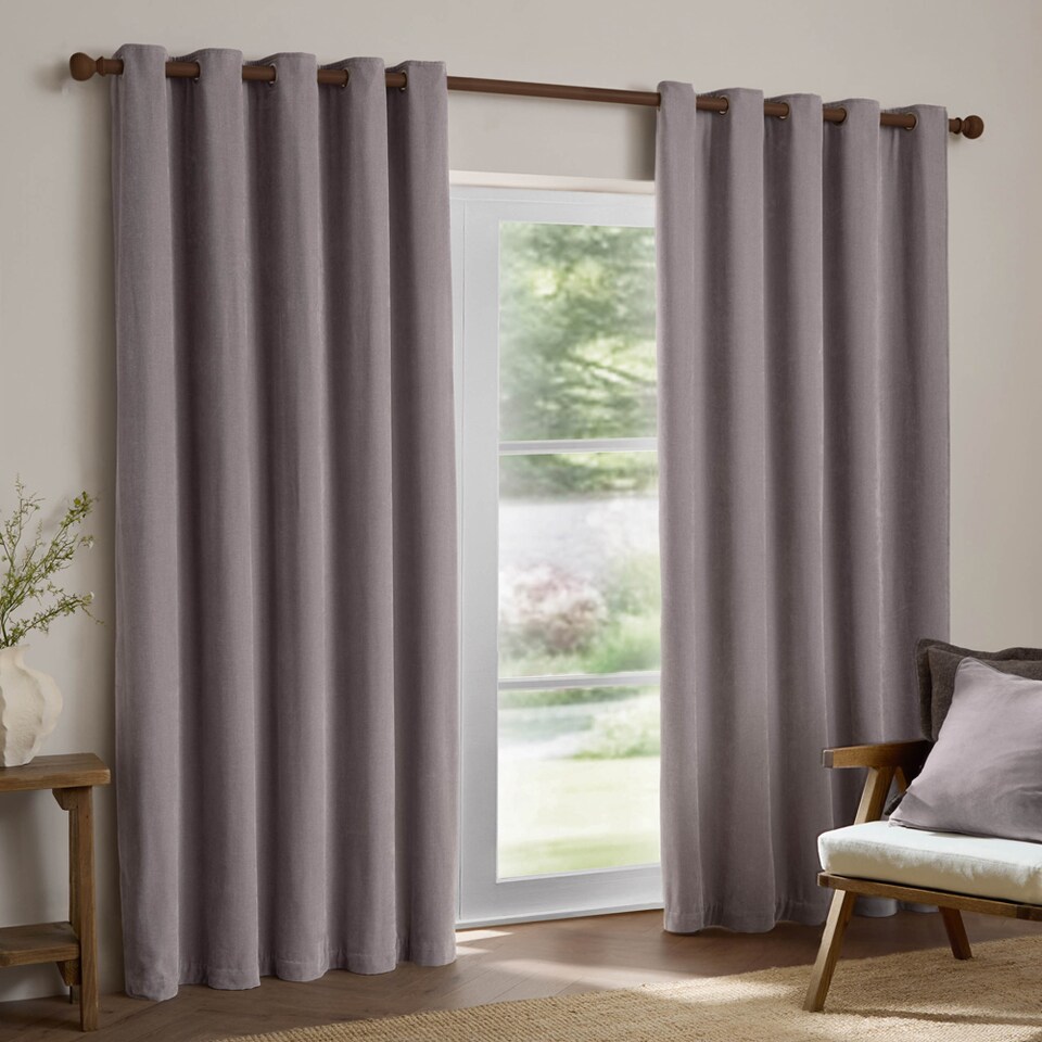 image 1 of Yard Heavy Chenille Room Darkening Eyelet Curtains, Mauve, (W) 229 x (D) 183cm | Purple | Mauve | 1
